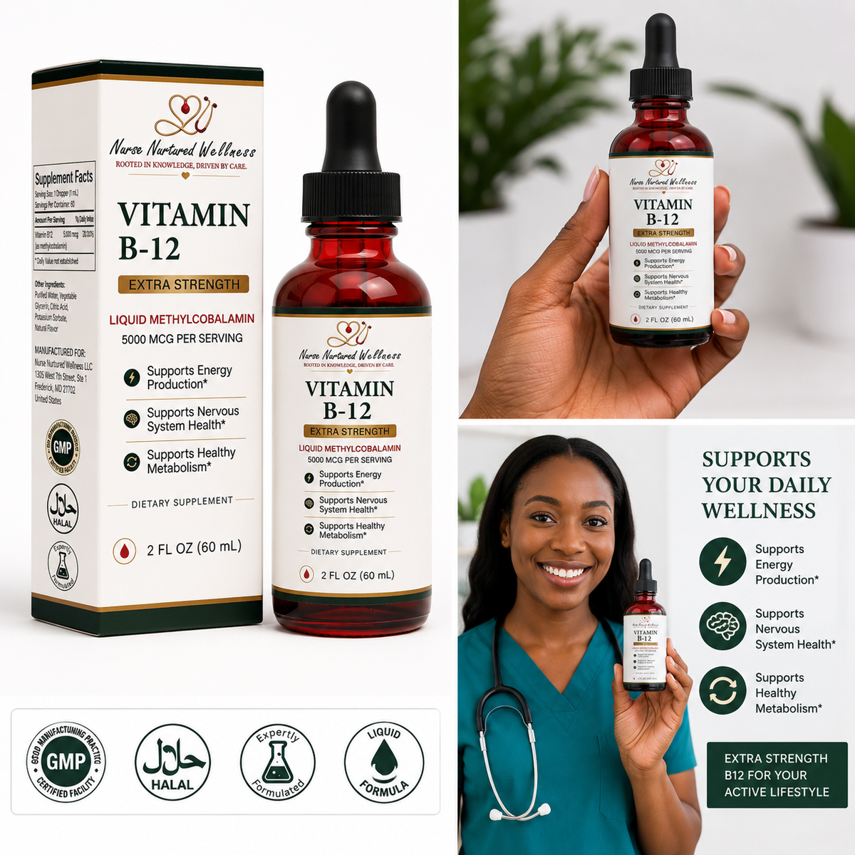 Nurse Nurtured Wellness Vitamin B12 Liquid Drops 5000 mcg